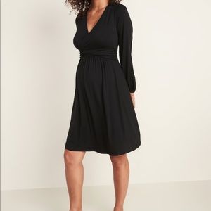 Maternity Waist Defined Black Jersey Dress